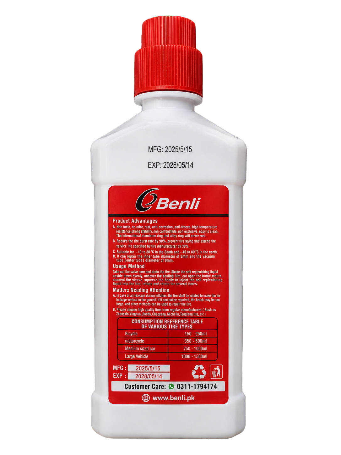 400ml Benli Tire Sealant